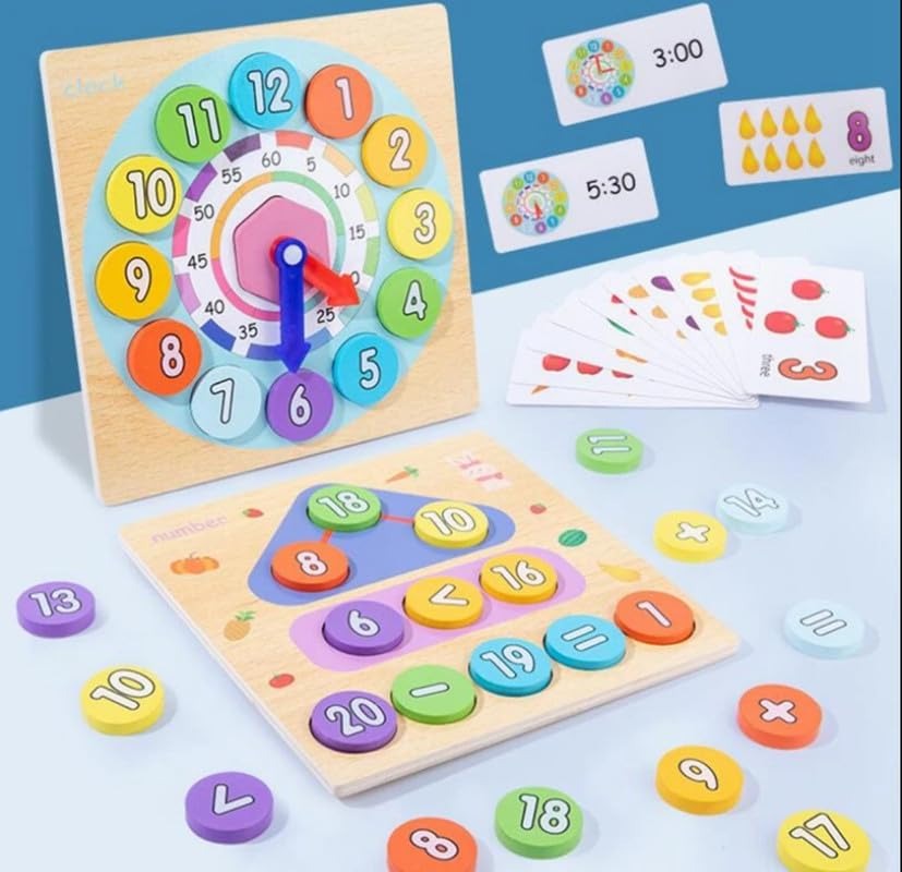 Wooden Montessori 2 In One Digital Clock And Mathematics Learning Boards [ED-1233] - Plzpapa 