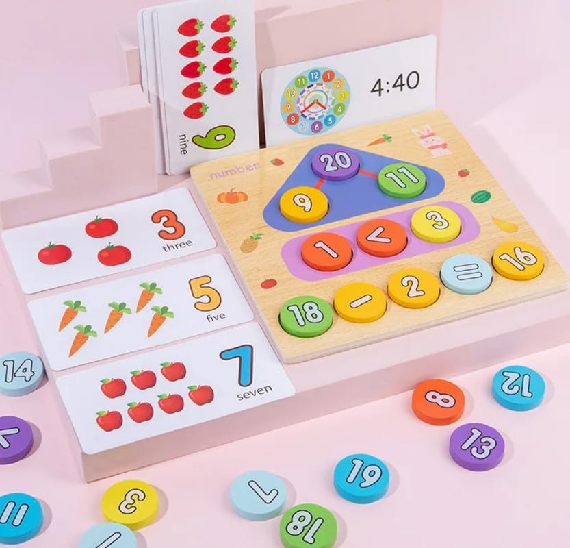 Wooden Montessori 2 In One Digital Clock And Mathematics Learning Boards [ED-1233] - Plzpapa 