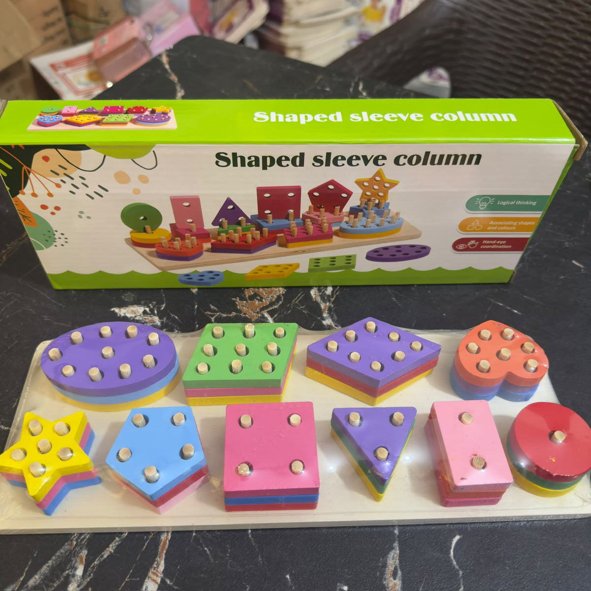 Wooden 10 Column Shaped Sleeve Column Learning Toy [WT-1087]