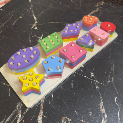 Wooden 10 Column Shaped Sleeve Column Learning Toy [WT-1087]