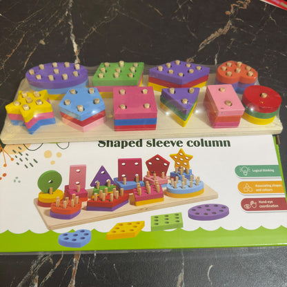 Wooden 10 Column Shaped Sleeve Column Learning Toy [WT-1087]