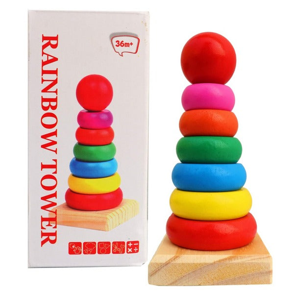 Wooden Educational Rainbow Tower Toy 