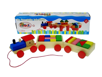 Wooden Three Section Train [FT-1076] - Plzpapa 