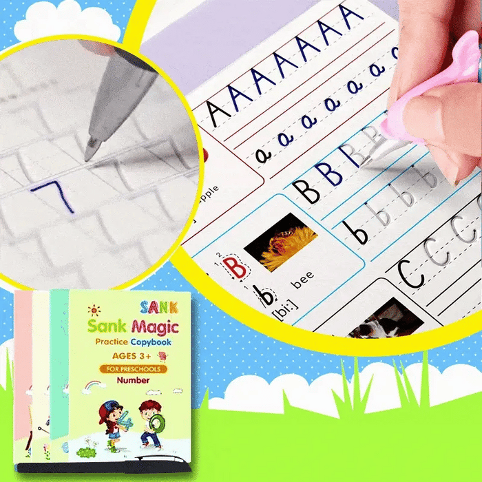 Kids Magic Practice Book (4 Books + 1 Pen + 1 Grip + 10 Refill) [ST-820] - Plzpapa 