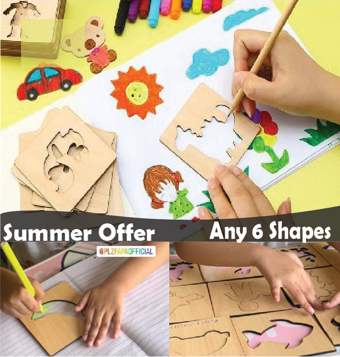 6 (Any) Beautiful Drawing Stencils 6 Inner + 6 Outer [MF-105]
