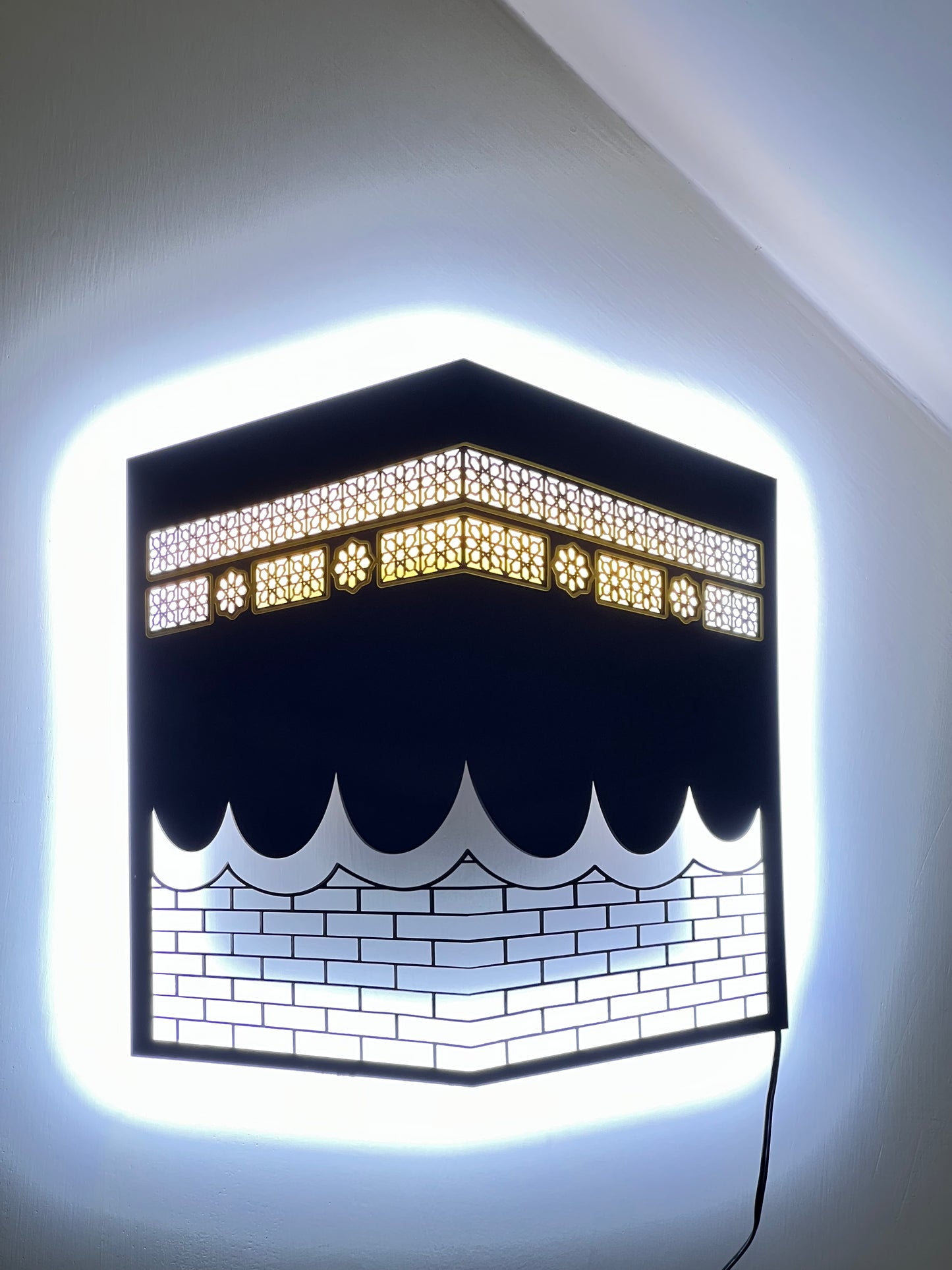 Kaaba-Inspired LED Wall Art – Islamic Home Decor 12*12 inch [LC-105]